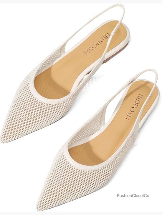 Shoes - Slingback Flats for Women Pointed Toe Mesh Breathable Party Shoes Elegant